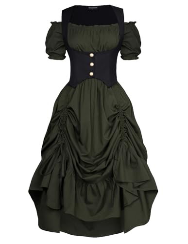SCARLET DARKNESS Grünes Renaissance-Kleid, schulterfrei, für Damen, Piratenkostüm, Grün, Größe XXL SCARLET DARKNESS Grünes Renaissance-Kleid, schulterfrei, für Damen, Piratenkostüm, Grün, Größe XXL von SCARLET DARKNESS