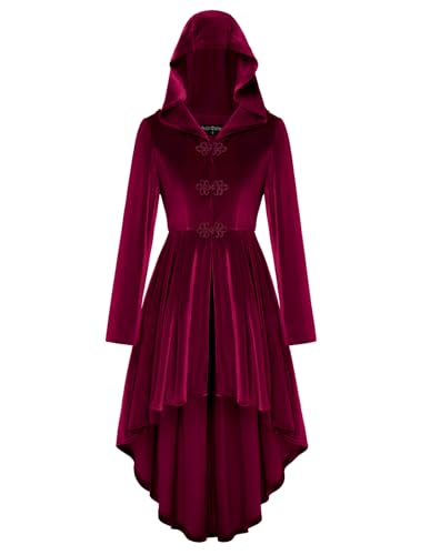 Scarlet Darkness Lange Jacken für Damen, Samt, Renaissance, viktorianisch, mittelalterlich, Kapuzenmantel, Weinrot, XL Scarlet Darkness Lange Jacken für Damen, Samt, Renaissance, viktorianisch, mittelalterlich, Kapuzenmantel, Weinrot, XL von SCARLET DARKNESS
