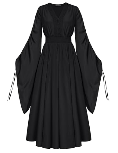 Scarlet Darkness Mittelalterliches Kleid für Damen, Renaissance-Kleid, schwarz, Halloween, Hexenkostüme, lange Glockenärmel, Kleid, Schwarz, Größe L Scarlet Darkness Mittelalterliches Kleid für Damen, Renaissance-Kleid, schwarz, Halloween, Hexenkostüme, lange Glockenärmel, Kleid, Schwarz, Größe L von SCARLET DARKNESS