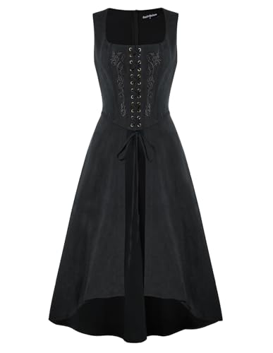 Scarlet Darkness Piratenkleid für Damen, Bauern-, Renaissance-, Mittelalterkleid, Schnür-Überkleid mit Taschen, Schwarz, Größe L Scarlet Darkness Piratenkleid für Damen, Bauern-, Renaissance-, Mittelalterkleid, Schnür-Überkleid mit Taschen, Schwarz, Größe L von SCARLET DARKNESS