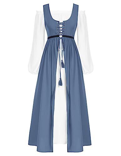Scarlet Darkness Renaissance-Kleid für Damen, Bauern-, Mittelalter-Kleid, langärmelig, Maxikleid, Blau, Mittel Scarlet Darkness Renaissance-Kleid für Damen, Bauern-, Mittelalter-Kleid, langärmelig, Maxikleid, Blau, Mittel von SCARLET DARKNESS