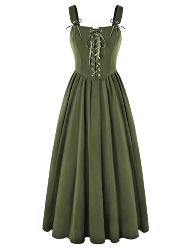 Scarlet Darkness Renaissance-Kleid für Damen, Korsett, Fsihbone, Mittelalter-Kostüm, Schnürung, Cottagecore-Kleid, Grün, Größe XL Scarlet Darkness Renaissance-Kleid für Damen, Korsett, Fsihbone, Mittelalter-Kostüm, Schnürung, Cottagecore-Kleid, Grün, Größe XL von SCARLET DARKNESS