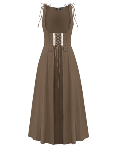 Scarlet Darkness Renaissance-Kleid für Damen, Unterbrustkleid, mittelalterliches Piraten-Pesant-Überkleid, Braun, XX-Large Scarlet Darkness Renaissance-Kleid für Damen, Unterbrustkleid, mittelalterliches Piraten-Pesant-Überkleid, Braun, XX-Large von SCARLET DARKNESS