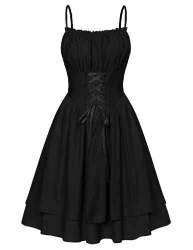 Scarlet Darkness Renaissance-Kleid für Damen, kurzes Piratenkleid, knielang, mit Korsett, Schwarz, XL von SCARLET DARKNESS