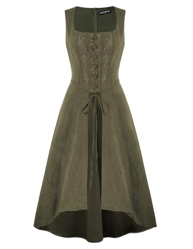 Scarlet Darkness Renaissance Kostüm Damen Renaissance Mittelalter Pirat Hexenkleid mit Taschen Olivgrün XXL von SCARLET DARKNESS