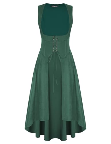Scarlet Darkness Renaissance-Kostüm für Damen, Unterbrust-Kostüm, Piraten-Bauernkleid, mit Taschen, Grün (Forest Green), XX-Large von SCARLET DARKNESS