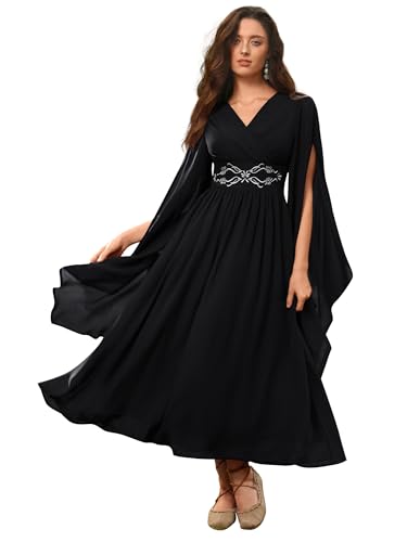 Scarlet Darkness Renaissance-Kostüm für Damen, V-Ausschnitt, geteilte Glockenärmel, Stickerei, lange Kleider von SCARLET DARKNESS