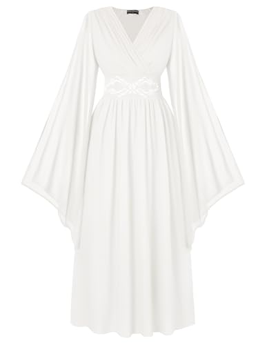 Scarlet Darkness Renaissance-Kostüm für Damen, V-Ausschnitt, geteilte Glockenärmel, Stickerei, lange Kleider von SCARLET DARKNESS