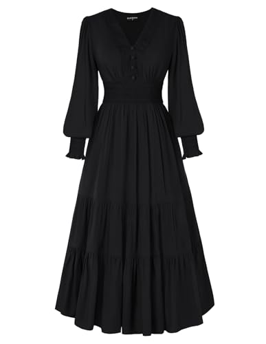 Scarlet Darkness Renaissance-Kostüm für Damen, V-Ausschnitt, langärmelig, mittelalterliches Piraten-Bauernkleid, Schwarz, XXL Scarlet Darkness Renaissance-Kostüm für Damen, V-Ausschnitt, langärmelig, mittelalterliches Piraten-Bauernkleid, Schwarz, XXL von SCARLET DARKNESS