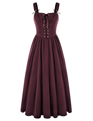 Scarlet Darkness Renaissance-Kostüm für Damen, rotes Korsettkleid, lang, ärmellos, Cottagecore-Stil, Rot, Größe XL Scarlet Darkness Renaissance-Kostüm für Damen, rotes Korsettkleid, lang, ärmellos, Cottagecore-Stil, Rot, Größe XL von SCARLET DARKNESS