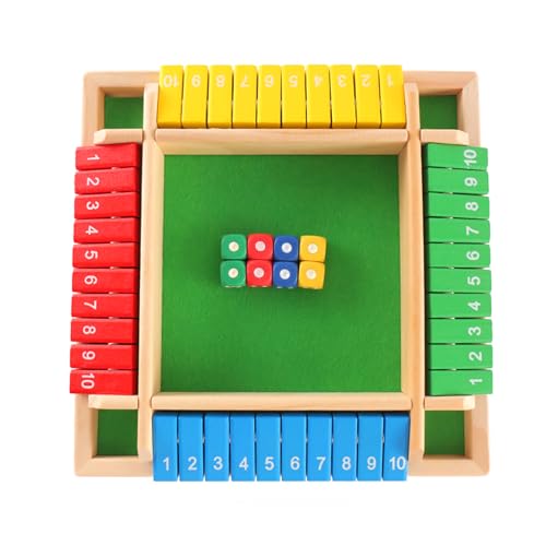 SCBOY Shut The Box Holzbrettspiele für 2-4 Spieler Tischspiele Kinder und Erwachsene Familientreffen Ferienbrettspiele Würfelspiel von SCBOY