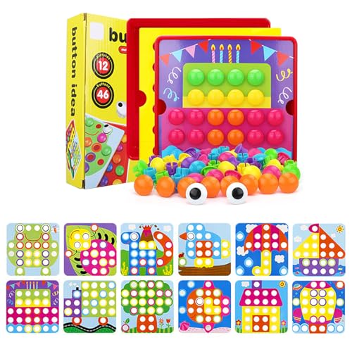 SCBOY Steckspiel ab 2 Mosaik Steckspiel Spielzeug ab 2 Jahre Mit 12 farbigen stecktafeln und 46 perlen Baby Color steckspiel（Torte） von SCBOY