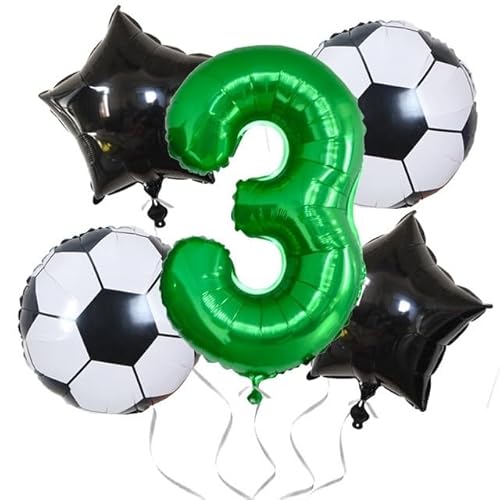 Fußball-Luftballons, Zahlen-Party-Dekorationen, Aluminiumfolien-Zahlen-Luftballons, WM-Fußball-Geburtstagsfeier-Dekorationen, Sport-Themen-Set-Luftballons (Size : 3) von SCDOA