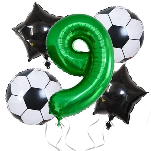 Fußball-Luftballons, Zahlen-Party-Dekorationen, Aluminiumfolien-Zahlen-Luftballons, WM-Fußball-Geburtstagsfeier-Dekorationen, Sport-Themen-Set-Luftballons (Size : 9) von SCDOA