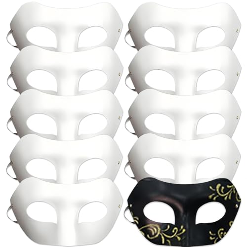 10 Stück Papiermasken, DIY Weiße Maske zum Basteln Blanko Masken Weißes Maske zum Anmalen, DIY-Masken aus Weiß Papierbrei,Uberstreichbare Leere Mask für Halloween Karneval Cosplay Kostümparty von SCDZY