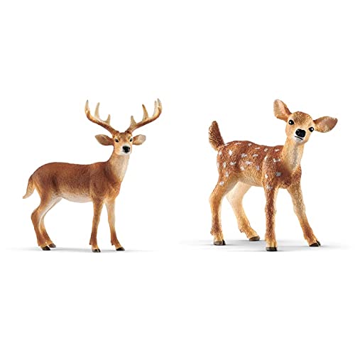 SCHLEICH® 14818 Weißwedelhirsch, für Kinder ab 3+ Jahren, WILD Life - Spielfigur & ® 14820 Weißwedelkalb, für Kinder ab 3+ Jahren, WILD Life - Spielfigur von SCHLEICH