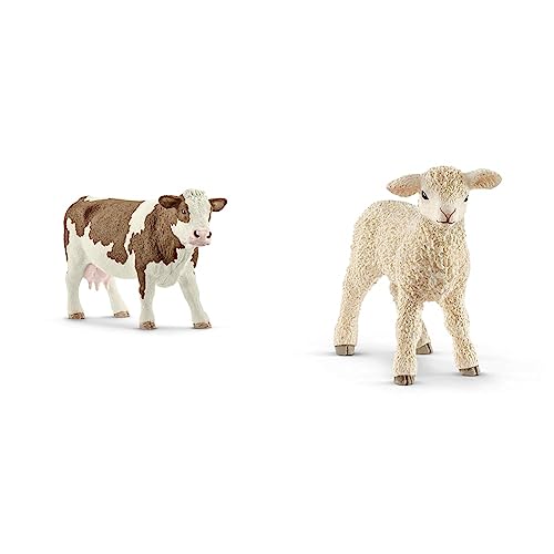 SCHLEICH 13801 Fleckvieh-Kuh, für Kinder ab 3+ Jahren, Farm World - Spielfigur & 13883 Lamm, für Kinder ab 3+ Jahren, Farm World - Spielfigur SCHLEICH 13801 Fleckvieh-Kuh, für Kinder ab 3+ Jahren, Farm World - Spielfigur & 13883 Lamm, für Kinder ab 3+ Jahren, Farm World - Spielfigur von SCHLEICH
