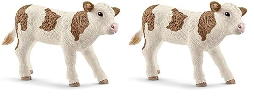 SCHLEICH 13802 Fleckvieh Kalb, für Kinder ab 3+ Jahren, Farm World - Spielfigur (Packung mit 2) von SCHLEICH