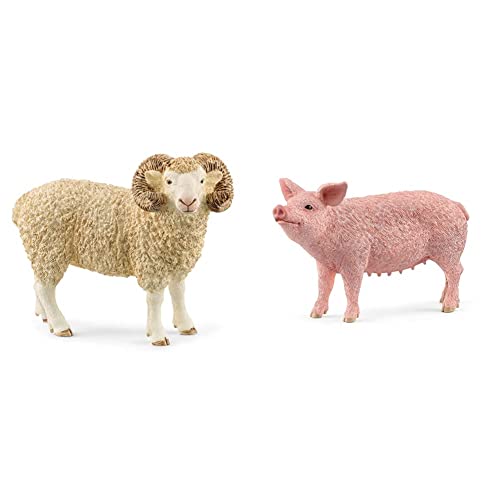 SCHLEICH 13937 Widder, für Kinder ab 3+ Jahren, Farm World - Spielfigur & 13933 Schwein, für Kinder ab 3+ Jahren, Farm World - Spielfigur SCHLEICH 13937 Widder, für Kinder ab 3+ Jahren, Farm World - Spielfigur & 13933 Schwein, für Kinder ab 3+ Jahren, Farm World - Spielfigur von SCHLEICH