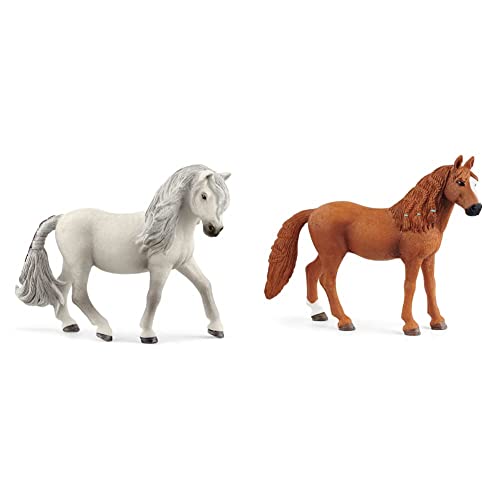 SCHLEICH 13942 Spielfigur -Islandpony Stute Horse Club Mehrfarbig & 13925 Spielfigur - Deutsches Reitpony Stute (Horse Club) von SCHLEICH