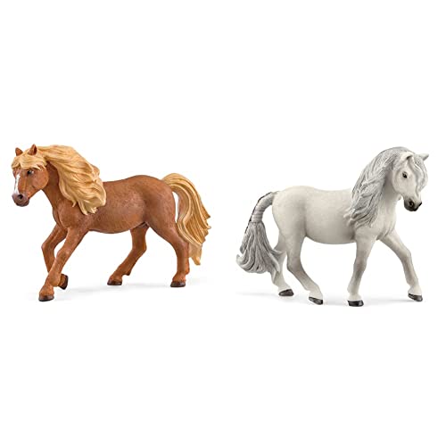 SCHLEICH 13943 Spielfigur -Islandpony Hengst Horse Club, Mehrfarbig & 13942 Spielfigur -Islandpony Stute Horse Club Mehrfarbig von SCHLEICH