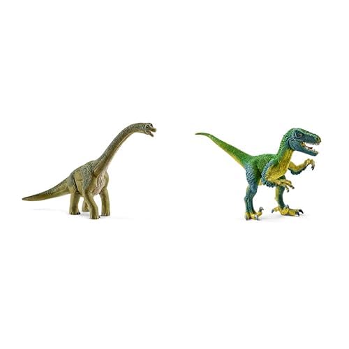 SCHLEICH 14581 Brachiosaurus, für Kinder ab 5-12 Jahren, Dinosaurs - Spielfigur & 14585 Velociraptor, Multicolor, 18 x 6.3 x 10.3 cm von SCHLEICH