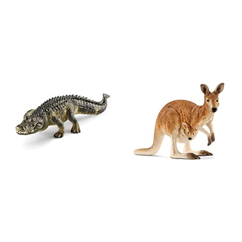 SCHLEICH 14727 Alligator, für Kinder ab 3+ Jahren, WILD Life - Spielfigur & 14756 Känguru, für Kinder ab 3+ Jahren, WILD Life - Spielfigur von SCHLEICH