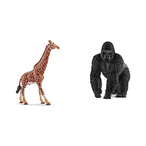 SCHLEICH 14749 Giraffenbulle, für Kinder ab 3+ Jahren, WILD Life - Spielfigur & 14770 Gorilla Männchen, für Kinder ab 3+ Jahren, WILD Life - Spielfigur SCHLEICH 14749 Giraffenbulle, für Kinder ab 3+ Jahren, WILD Life - Spielfigur & 14770 Gorilla Männchen, für Kinder ab 3+ Jahren, WILD Life - Spielfigur von SCHLEICH