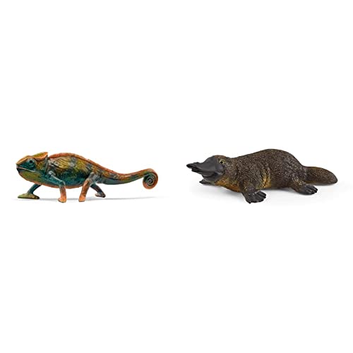 SCHLEICH 14858 Chamäleon, für Kinder ab 3+ Jahren, WILD Life - Spielfigur 14840 Schnabeltier, für Kinder ab 3+ Jahren, WILD Life - Spielfigur von SCHLEICH