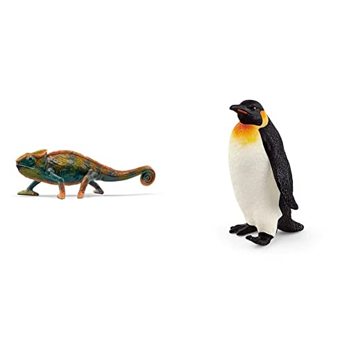 SCHLEICH 14858 Chamäleon, für Kinder ab 3+ Jahren, WILD Life - Spielfigur 14841 Pinguin, für Kinder ab 3+ Jahren, WILD Life - Spielfigur von SCHLEICH