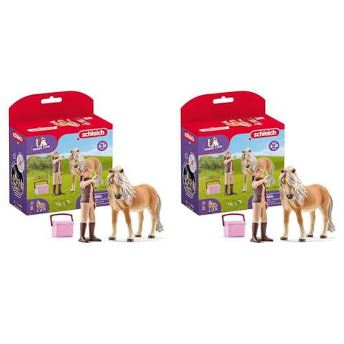 SCHLEICH 41431 Pferdepflegerin mit Island Pony Stute, ab 5 Jahren, Horse Club - Spielset, 3 Teile, exklusiv bei Amazon (Packung mit 2) von SCHLEICH