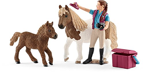 SCHLEICH 42362 - Pferdepflegerin mit Shettys Figur von SCHLEICH