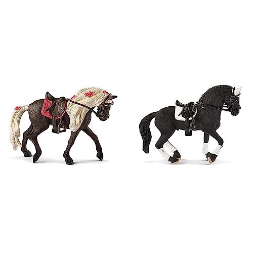 SCHLEICH 42469 Rocky Mountain Horse Stute Pferdeshow, für Kinder ab 5-12 Jahren, Horse Club - Spielset & 42457 Friese Hengst Reitturnier, für Kinder ab 5-12 Jahren, Horse Club - Spielset von SCHLEICH