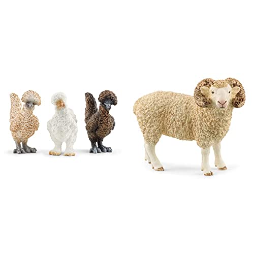 SCHLEICH 42574 Hühnerfreunde, für Kinder ab 3+ Jahren, Farm World - Spielfigur & 13937 Widder, für Kinder ab 3+ Jahren, Farm World - Spielfigur von SCHLEICH