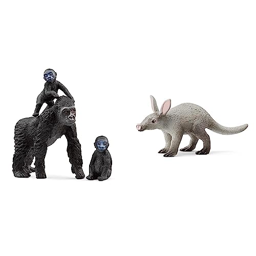 SCHLEICH 42601 Flachland Gorilla Familie, für Kinder ab 3+ Jahren, WILD Life - Spielfigur & 14863 Erdferkel, für Kinder ab 3+ Jahren, WILD Life - Spielfigur von SCHLEICH