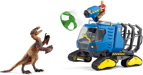 schleich DINOSAURS 42604 - Realistischer Dakotaraptor Dino mit Truck und Forscherfigur - Prähistorisches Spielset - Action Dino Figur, Fahrzeug und Forscher - Dinosaurier Spielzeug ab 4 Jahre von SCHLEICH