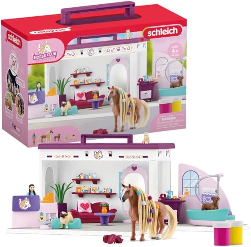 schleich HORSE CLUB 42614 Sofia's Beauties Tiere Beautysalon - 66-Teiliges Spielset Inklusive Pferd mit Mähne, Tierpflegerin, Welpe und Tiersalon plus Zubehör, Pferde Spielzeug ab 4 Jahre von SCHLEICH