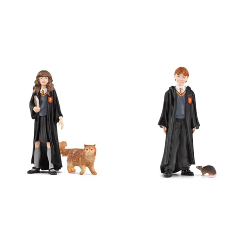 SCHLEICH 42635 Hermine Granger & Krummbein, ab 6 Jahren, Wizarding World - Spielfigur, 3 x 3 x 10 cm & 42634 Ron Weasley & Krätze, ab 6 Jahren, Wizarding World - Spielfigur, 4 x 2 x 10 cm von SCHLEICH