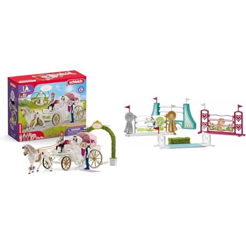 SCHLEICH 42641 Hochzeitskutsche, ab 5 Jahren, Horse Club - Spielset, 106 Teile & 42612 Hindernisse Zubehör, für Kinder ab 5-12 Jahren, Horse Club - Zubehör von SCHLEICH