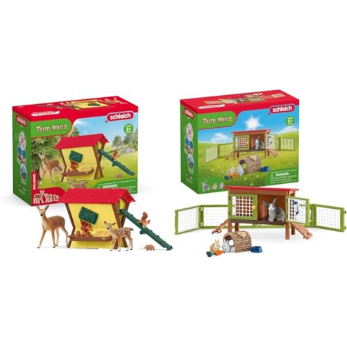 SCHLEICH 42658 Fütterung der Waldtiere, ab 3 Jahren, Farm World - Spielset, 39 Teile & 42420 Farm World Kaninchenstall, 16 Teile Spielset mit 3 Kaninchen Tierfiguren SCHLEICH 42658 Fütterung der Waldtiere, ab 3 Jahren, Farm World - Spielset, 39 Teile & 42420 Farm World Kaninchenstall, 16 Teile Spielset mit 3 Kaninchen Tierfiguren von SCHLEICH