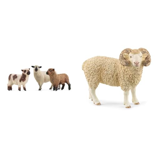 SCHLEICH 42660 Schaffreunde, ab 3 Jahren, Farm World - Spielfigur, 5 x 19 x 11 cm & 13937 Widder, für Kinder ab 3+ Jahren, Farm World - Spielfigur SCHLEICH 42660 Schaffreunde, ab 3 Jahren, Farm World - Spielfigur, 5 x 19 x 11 cm & 13937 Widder, für Kinder ab 3+ Jahren, Farm World - Spielfigur von SCHLEICH