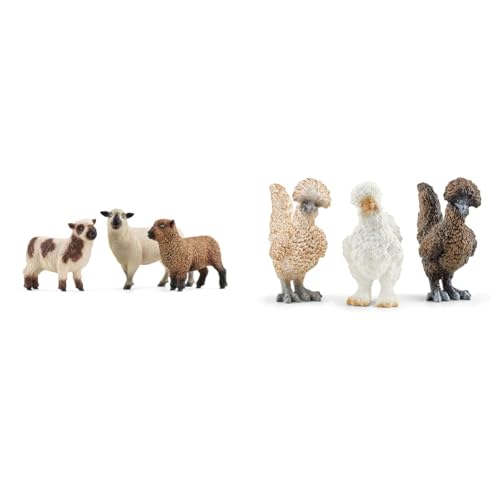 SCHLEICH 42660 Schaffreunde, ab 3 Jahren, Farm World - Spielfigur, 5 x 19 x 11 cm & Farm World 42574 Bauernhof Realistisches Hühner Spielset von SCHLEICH