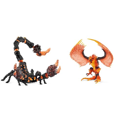 SCHLEICH 70142 ELDRADOR Creatures Lavaskorpion, Monster & ELDRADOR Creatures 42511 Feuer Adler - Mythische Fantasy-Phönix-Kreatur von SCHLEICH