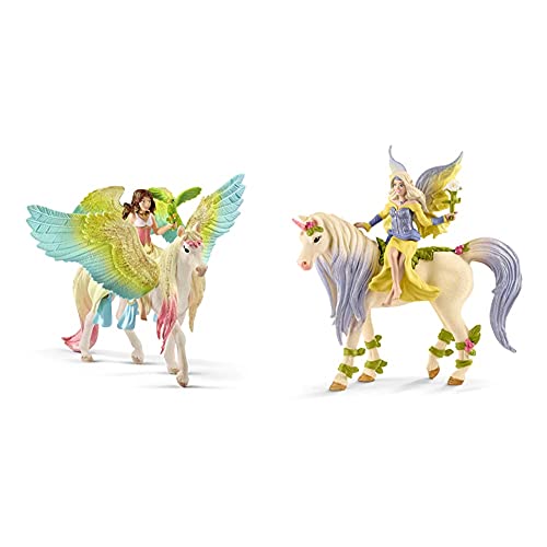 SCHLEICH 70566 Surah mit Glitzer-Pegasus, für Kinder ab 5-12 Jahren, BAYALA - Spielfigur & 70565 Sera mit Blüten-Einhorn, für Kinder ab 5-12 Jahren, BAYALA - Spielfigur von SCHLEICH