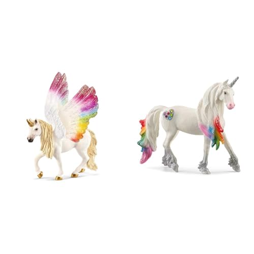 SCHLEICH 70576 Einhorn mit Flügeln, Regenbogen, Bayala, Mehrfarbig & 70725 Regenbogeneinhorn, Hengst, für Kinder ab 5-12 Jahren, BAYALA - Spielfigur SCHLEICH 70576 Einhorn mit Flügeln, Regenbogen, Bayala, Mehrfarbig & 70725 Regenbogeneinhorn, Hengst, für Kinder ab 5-12 Jahren, BAYALA - Spielfigur von SCHLEICH