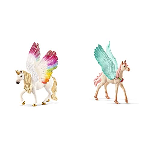 SCHLEICH 70576 bayala Spielfigur - Geflügeltes Regenbogeneinhorn, Spielzeug ab 5 Jahren & 70575 bayala Spielfigur - Schmuckeinhorn-Pegasus, Spielzeug ab 5 Jahren SCHLEICH 70576 bayala Spielfigur - Geflügeltes Regenbogeneinhorn, Spielzeug ab 5 Jahren & 70575 bayala Spielfigur - Schmuckeinhorn-Pegasus, Spielzeug ab 5 Jahren von SCHLEICH