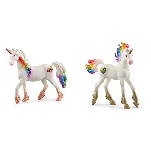 SCHLEICH 70726 Spielfigur -Regenbogeneinhorn, Stute bayala, Mehrfarbig & 70727 Spielfigur -Regenbogeneinhorn, Fohlen bayala Mehrfarbig SCHLEICH 70726 Spielfigur -Regenbogeneinhorn, Stute bayala, Mehrfarbig & 70727 Spielfigur -Regenbogeneinhorn, Fohlen bayala Mehrfarbig von SCHLEICH