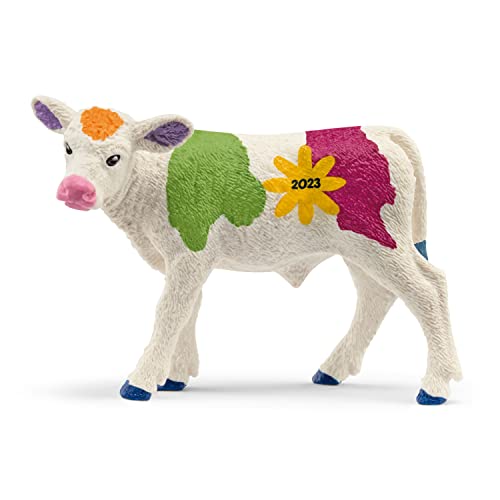 schleich 72207 Buntes Frühlings Kalb, für Kinder ab 3+ Jahren, FARM WORLD - Spielfigur von SCHLEICH