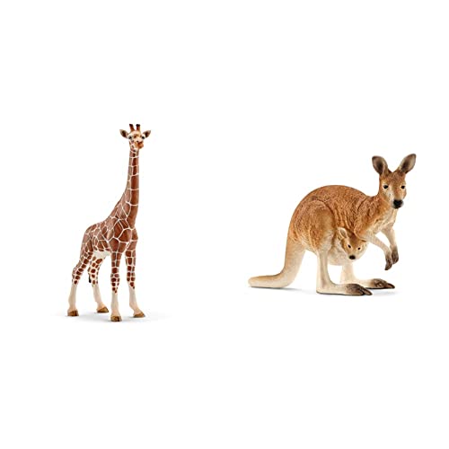 SCHLEICH Giraffenkuh & Känguru - Realistische Tierfiguren, Pädagogisch wertvoll, Glänzend, Mehrfarbig, 36+ Monate, 2 Stück von SCHLEICH