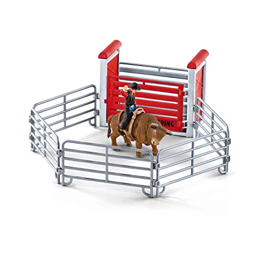 schleich 41419 Bull riding mit Cowboy, Spielzeug ab 3 Jahren, Farm World - Spielset von SCHLEICH